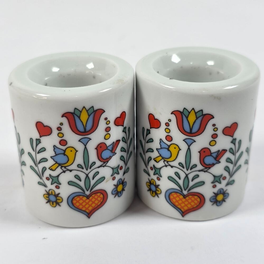 Love Bird Heart Candle Holders Rauschert Porcelain West German Bavarian Village
